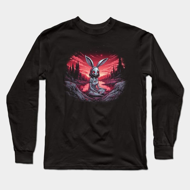 Evil Bunny Girl Long Sleeve T-Shirt by JennyPool